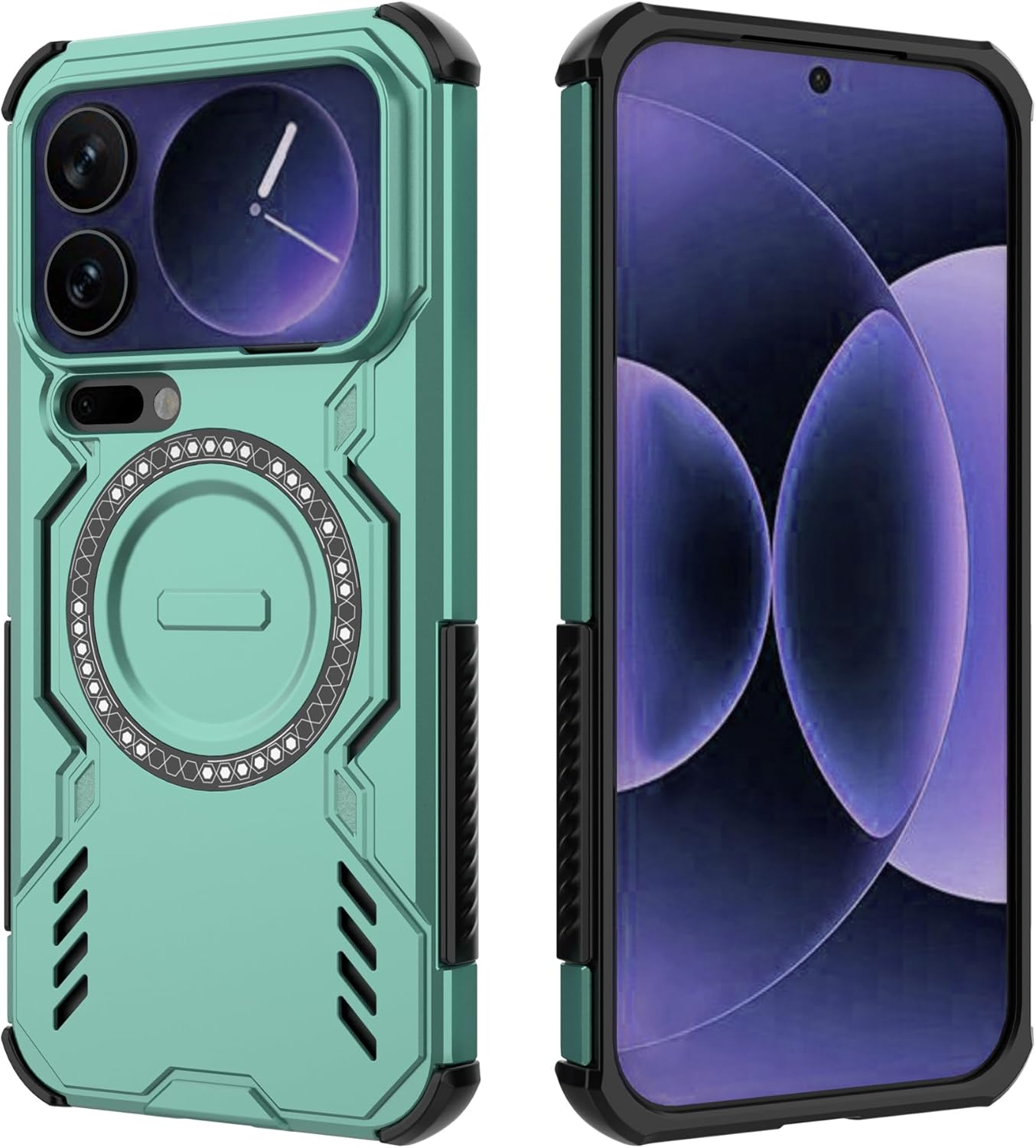 ESHUYI Magnetic Case for Xiaomi 17 Pro Max, Magsafe Compatible, Shockproof Hard Case with Air Cushion Corners, Heat Dissipation, TPU+PC Hybrid Mobile Phone Case, Black