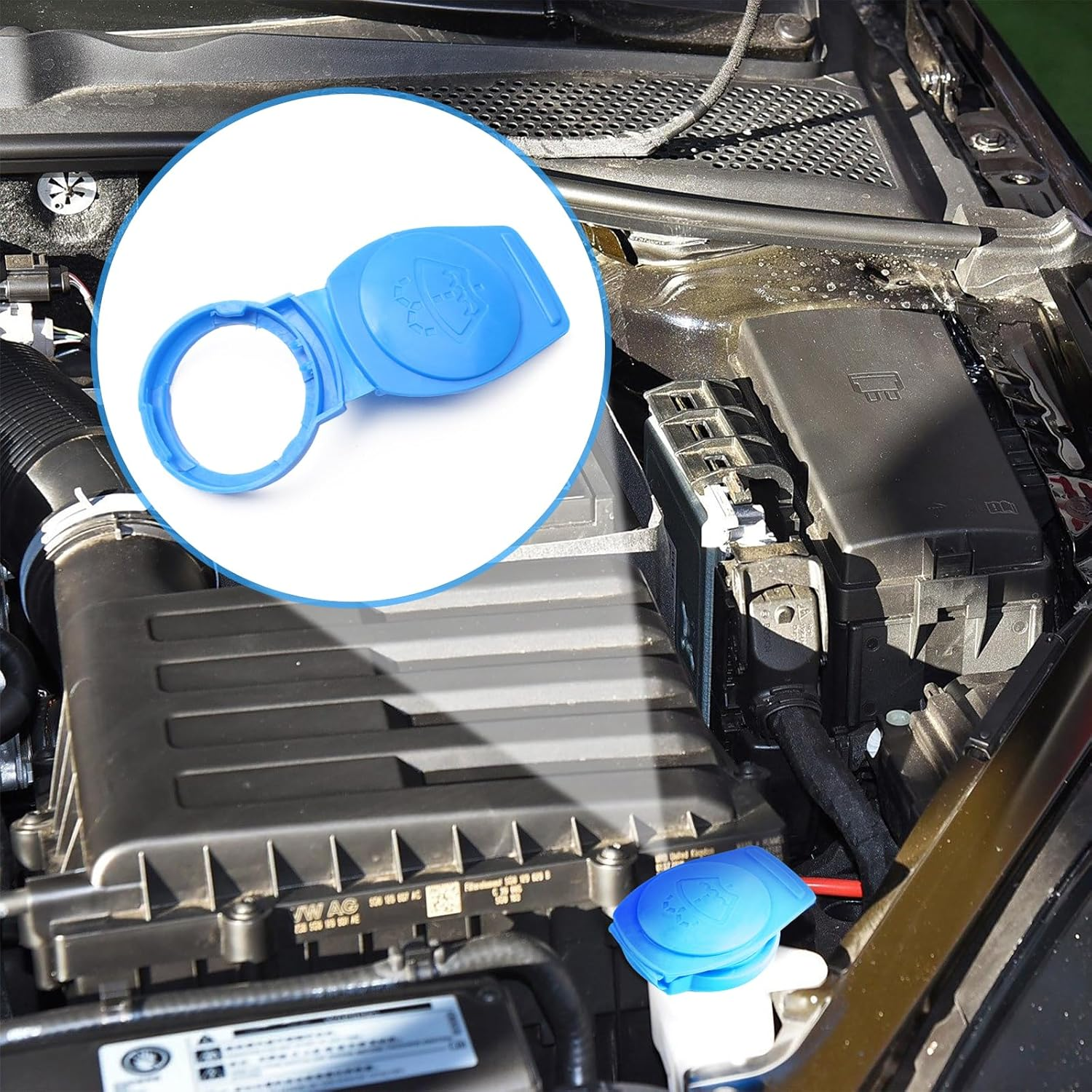 Bestmoy Washer Fluid Cap for Car Windshield, OEM#3Q0955455 Replacement Windshield Wiper Fluid Cap, Water Bottle Cover for Car Accessories, Compatible with VW Atlas, GTI, Tiguan, Jetta image number 3