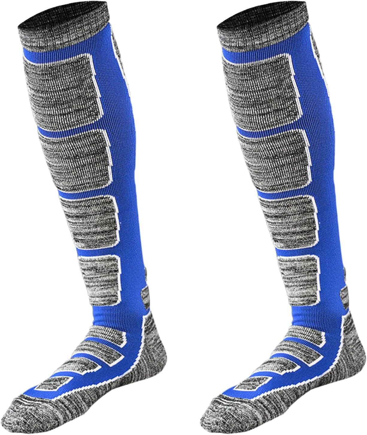 Dress Cici Ski Socks for Winter for Cold Feet, Thick Cushioned Knee High Cold Weather Socks to Keep Feet Warm (3 Pack) - Blue+Fluorescent Green+Orange image number 4