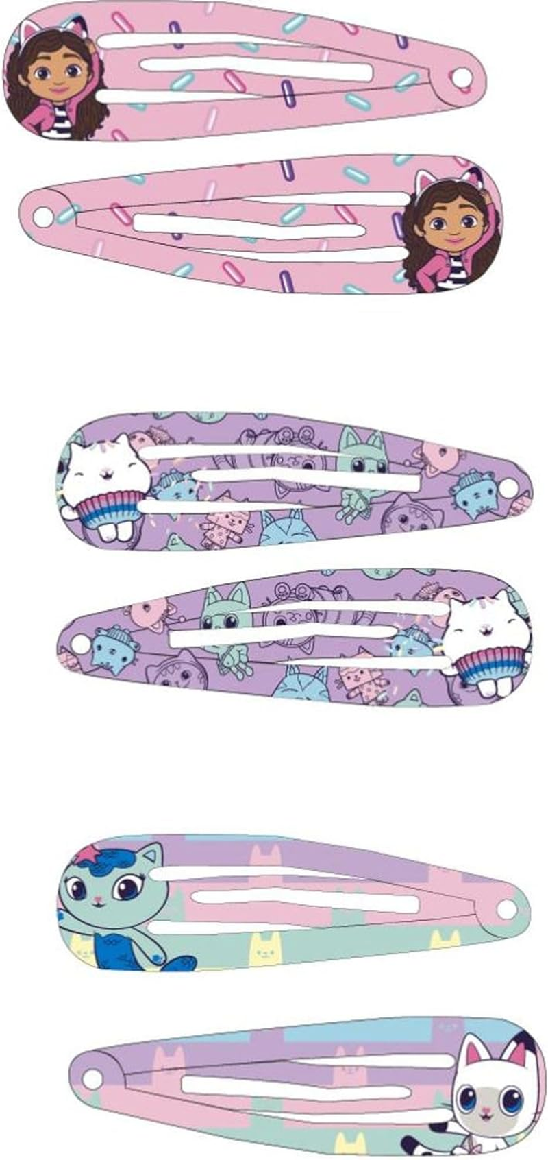 Gabby'S Dollhouse 6 Piece Girls Hair Clips | Netflix Series Original Characters Glitter Metallic Brooches Set