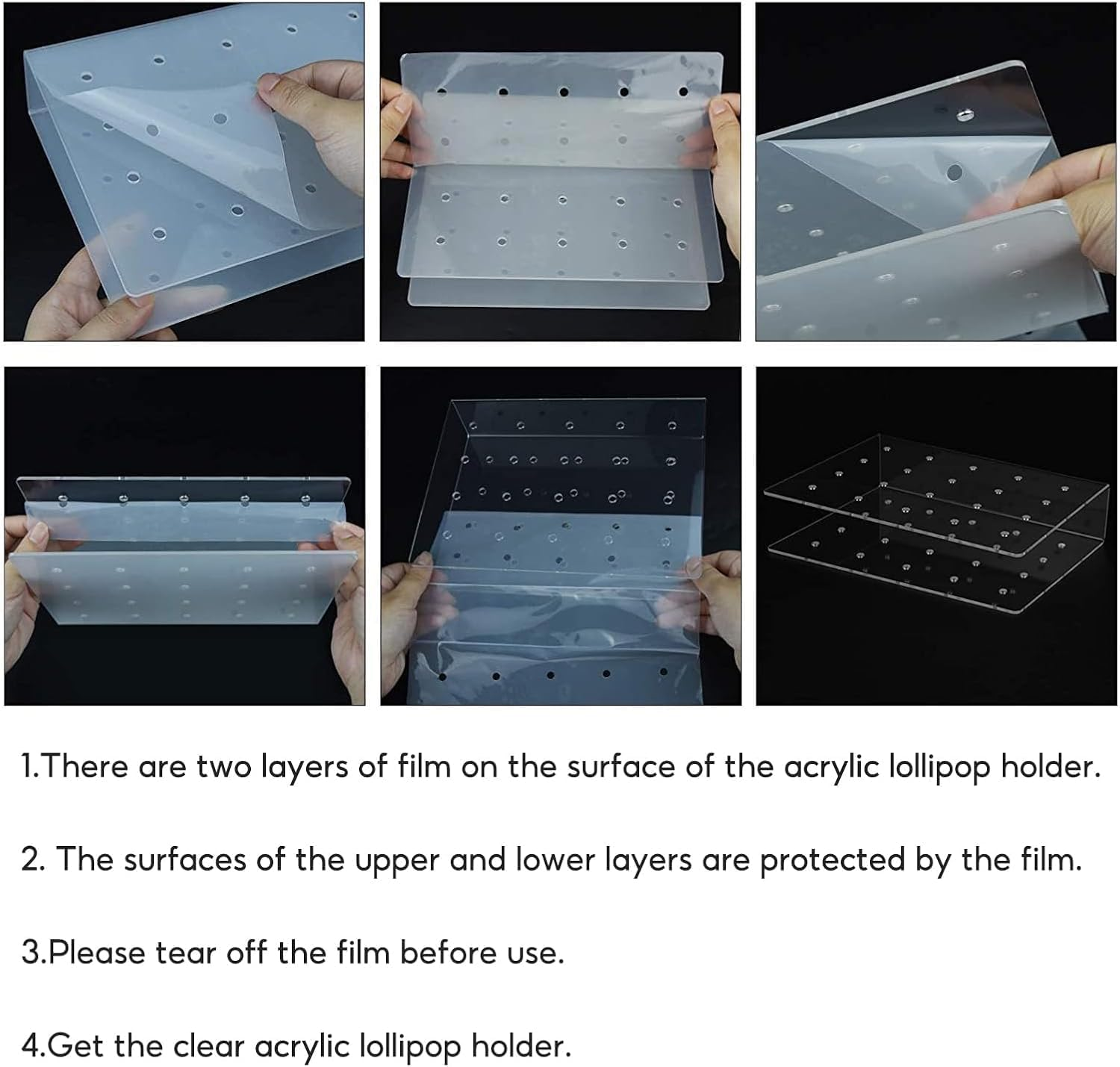 FOTOEVFC Acrylic Cake Pop Stand Holder, 20 Hole Display Stand with 100Pcs Lollipop Paper Sticks, Double Layer Design, Transparent image number 2