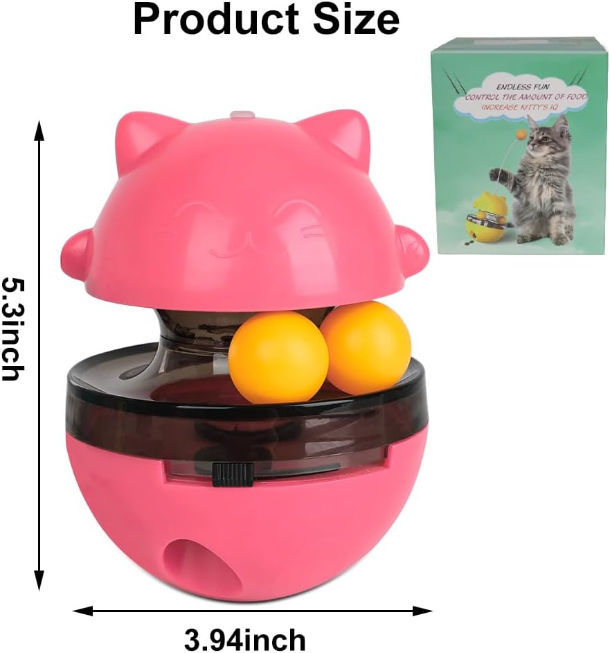 RANJIMA Interactive Cat Toy, Cat Toy for House Cats, 3 in 1 Feather Toy, Cat Feeder Toy, Feeder, Cat Toy with Toy Feeder (Pink) image number 1