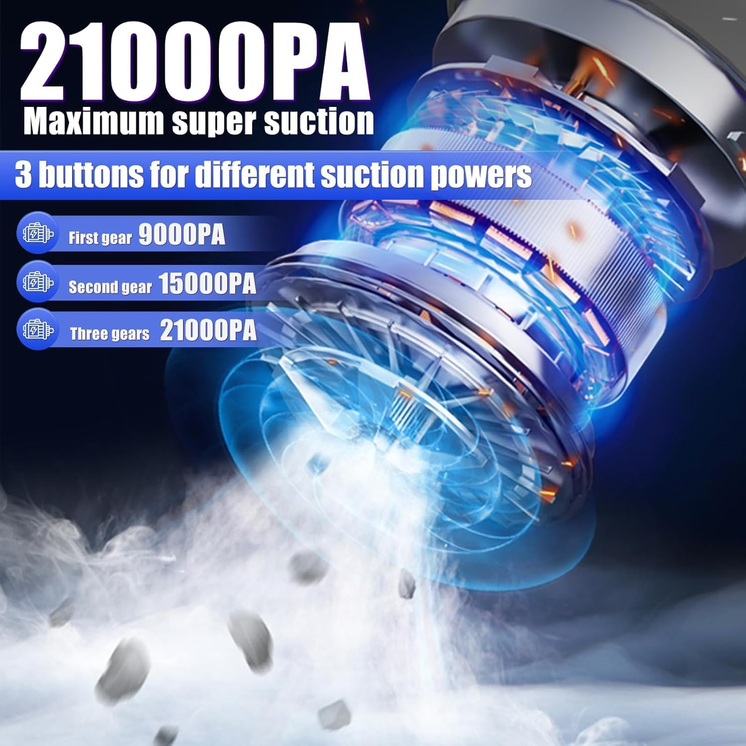 Dilidala Car Vacuum Cleaner, Portable Handheld Vacuum Cleaner 25000PA High Power, Mini Vacuum Cleaner for Carpet Pets Hair, Air Duster Air Blower image number 3