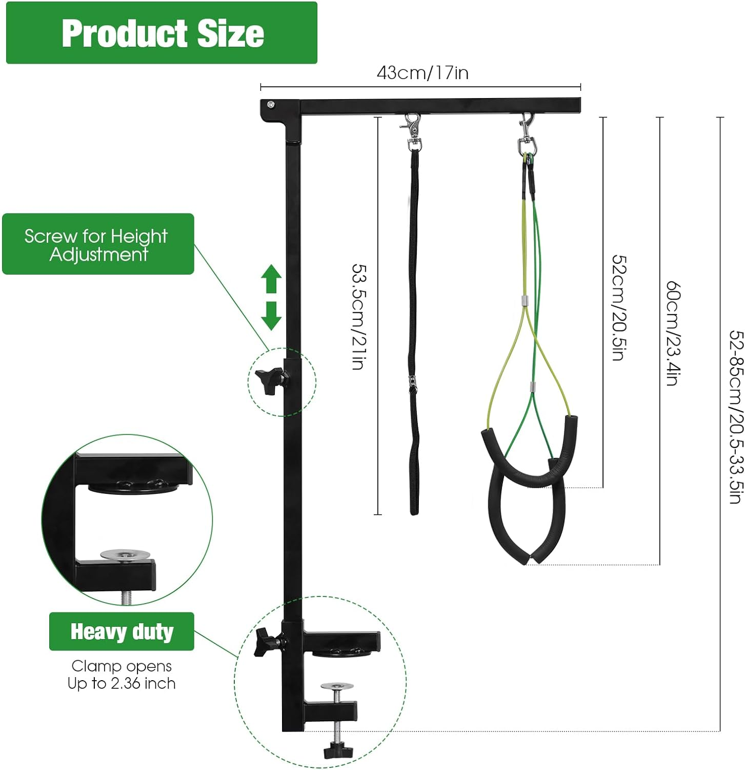 Urban Deco Pet Grooming Arm with Clamp Innovative Portable Two Grooming Arms - 41 Inch Height Adjustable,Dog Grooming Loop and No Sit Haunch Holder for Large and Small Dogs,Cats image number 6