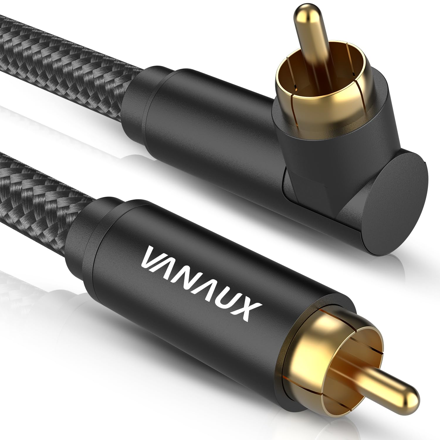 VANAUX 90 Degree Subwoofer Cable,Premium Audio RCA to RCA Cable,(Gold-Plated Connectors) Ideal for Tight Spaces,Home Theater,Sound Systems (90 Degree to 90 Degree, 10FT/3M)