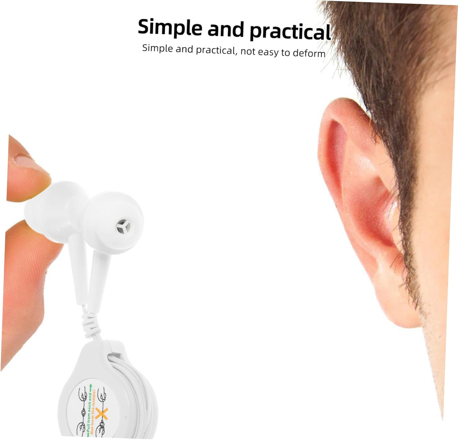POPETPOP Earphone Retractable Earphone for Double Pull Telescopic In-Ear Use during Traveling Outdoor Activities image number 3