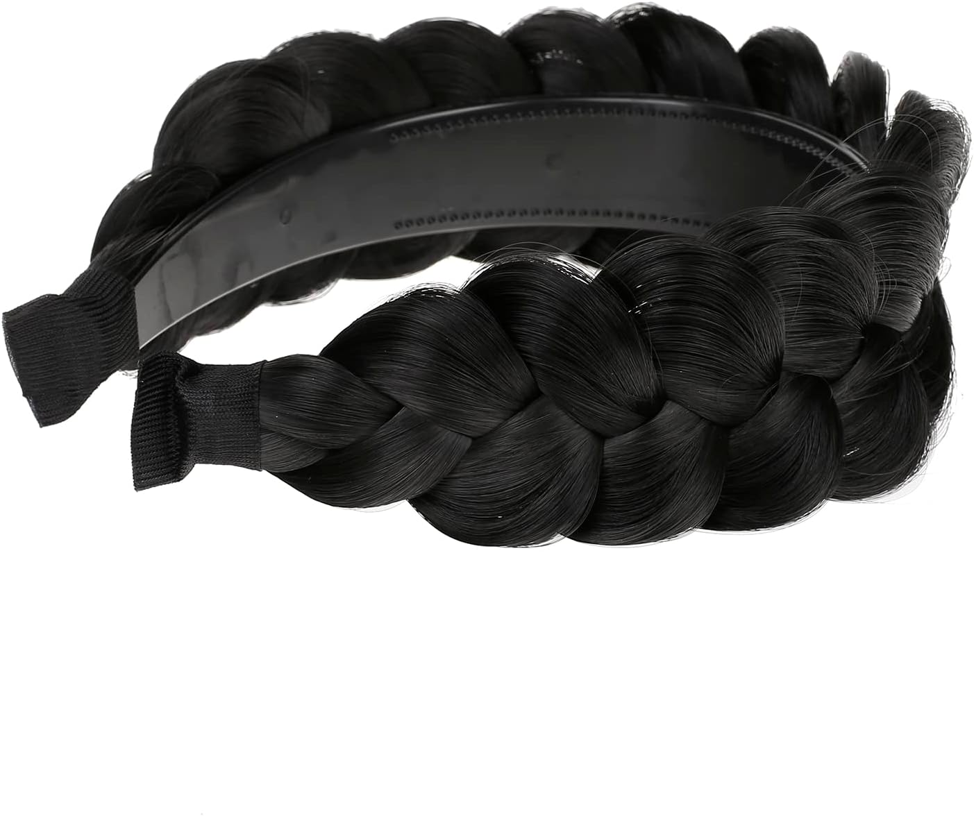 Vowyore Synthetic Hair Braided Headband Braided Hair Hoop Classic Chunky Wide Plaited Wedding Fluffy Braids Wig Women Girl Beauty Accessory
