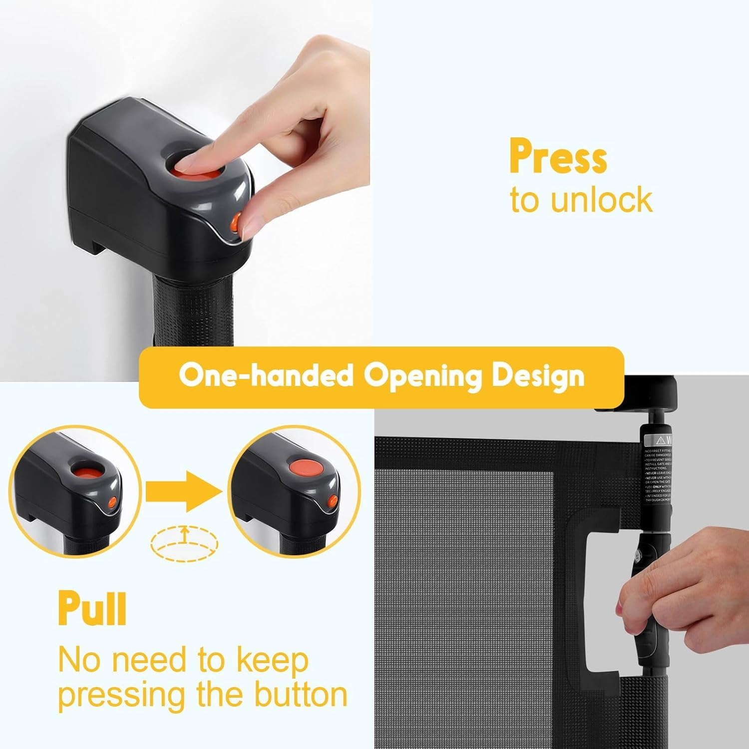 Retractable Pet Safety Gate Mesh Barrier Extra Wide 254Cm,Dog Cat Fence Enclosure Safe Guard for Stairs Puppy Security Barrier Mesh Indoor Outdoor Fencing, Black image number 6