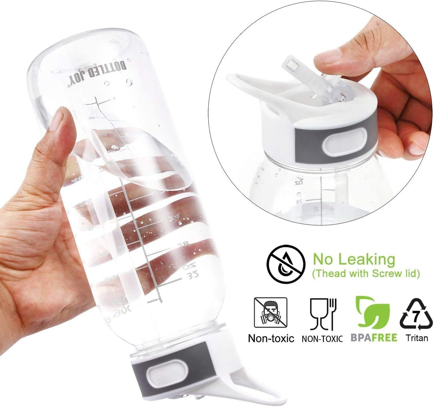 VENNERLI Water Bottle Bpa-Free 32Oz Water Bottles with Straw Lid Leakproof Tritan Water Jugs Drinking for Home Fitness Outdoor Hiking Workouts (1L Clear) image number 4