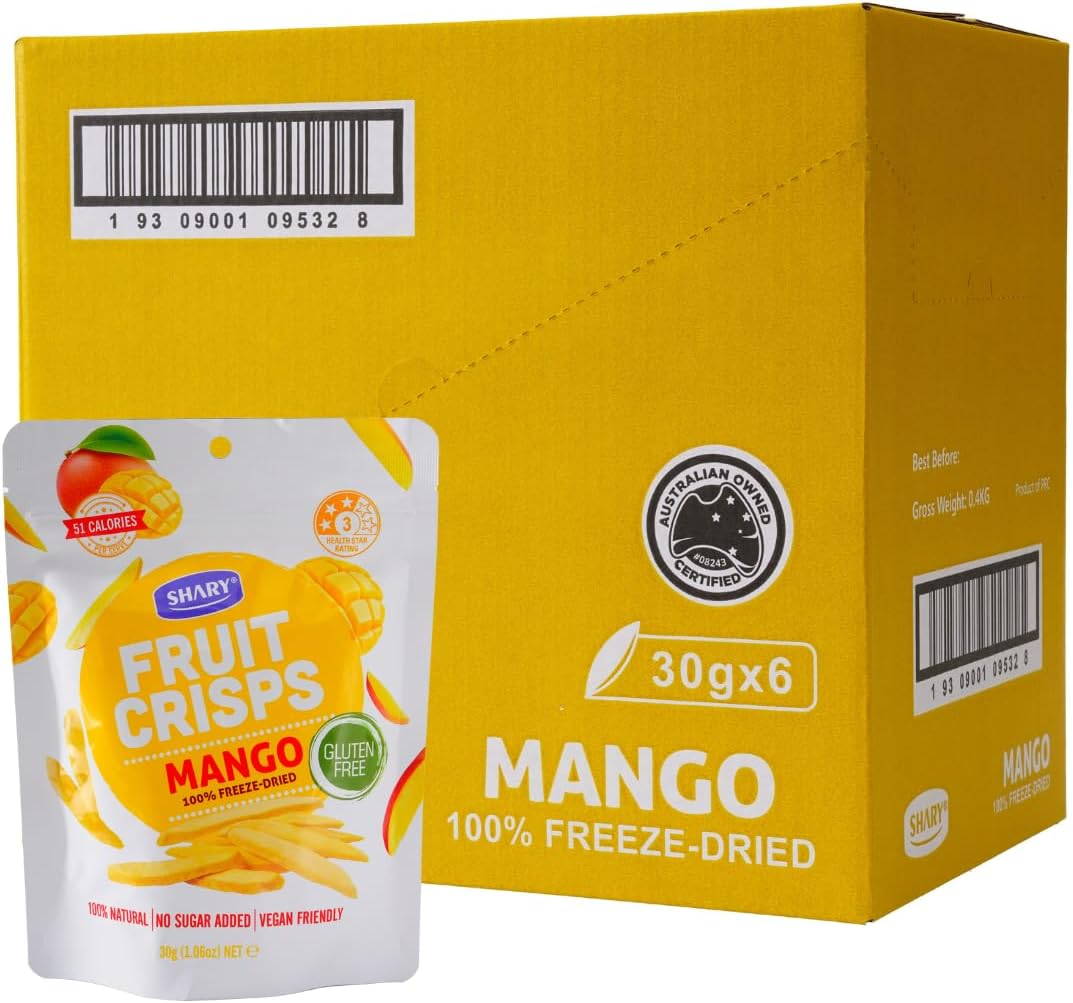 Shary Freeze Dried Mango Crisps, 6 X 30G Bulk Pack &ndash; Healthy Snack, 100% Natural, Vegan, Gluten-Free, No Added Sugar, Crunchy & Delicious image number 2