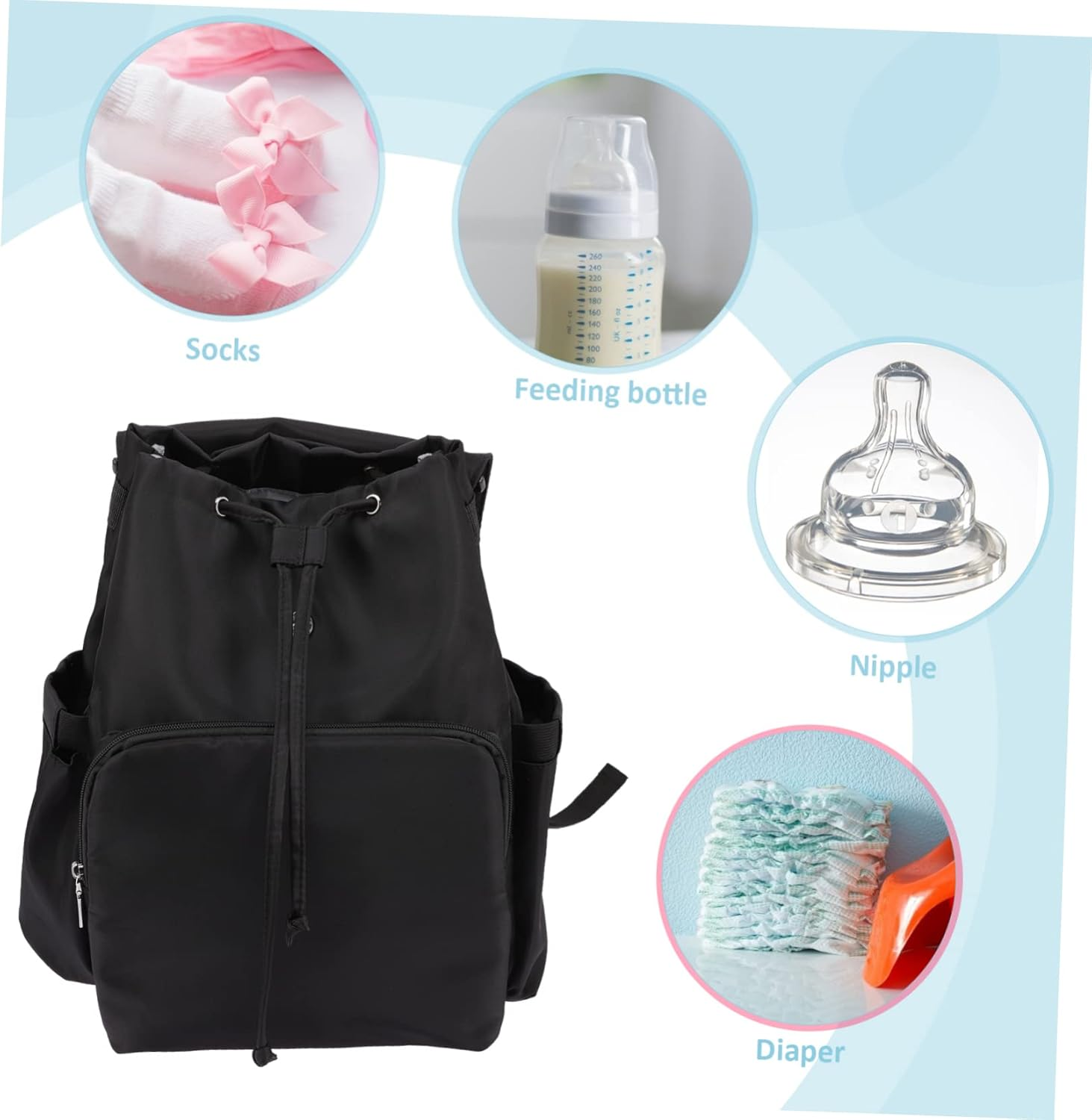 Nappy Changing Backpacks Diaper Bag Organizer Dry Wet Separation for Toys and Milk Bottles image number 4