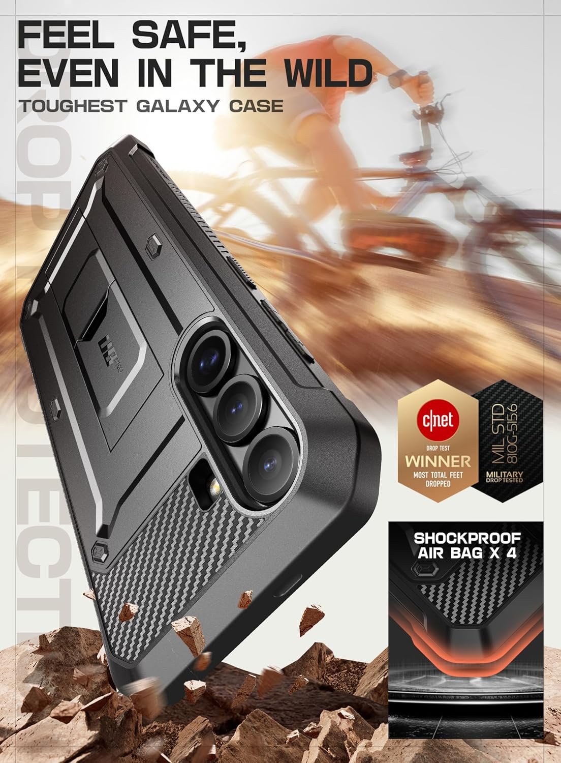 SUPCASE for Samsung Galaxy S25 Case with Stand (Unicorn Beetle Pro), [2 Front Frames] [Built-In Screen Protector & Belt-Clip] Military-Grade Protection Rugged Phone Case for Galaxy S25 6.2", Black image number 1