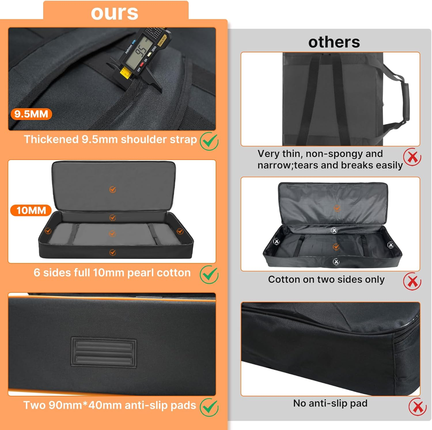 LIWSHWZ 76 Key Keyboard Case,10Mm Pearl Cotton Full Padded Electric Piano Keyboard Gig Bag with Handles,Adjustable Shoulder Straps,46.4"X17.7"X5.7"Waterproof Piano Keyboard Bag with 5 Accessory Pocket