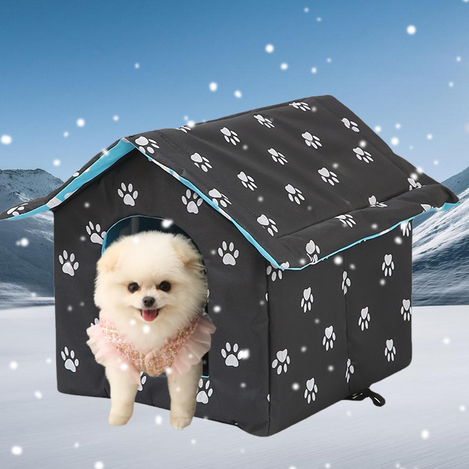 HOMURY Cat House for Outdoor Winterproof: Foldable Cat House, Washable, Weatherproof, Waterproof and Warm, Outdoor Pet House, Oxford Pet House for Stray Pets, for Small Dogs, Cats image number 3