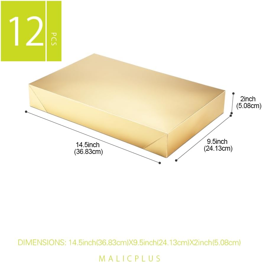 MALICPLUS 12 Gift Boxes with Lids 36.8X24X5 CM, Shirt Boxes, Boxes for Clothes, Gold Gift Boxes, Shirt Gift Boxes (Grain Texture) image number 1
