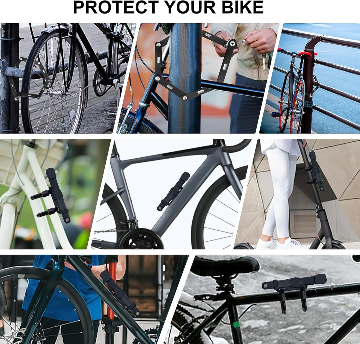 Folding Bike Lock, Bike Locks Heavy Duty anti Theft with 2 Keys and Mount Compact Lightweight High Security Foldable Bicycle Lock for Ebike, Motorcycle and Electric Scooter image number 4