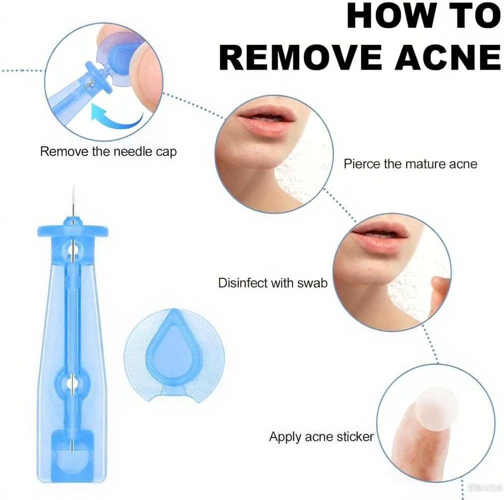 Blue Blackhead Remover Needles, 50Pcs Blackhead Acne Pimple Popper Needles, Acne Pimple Popper Needle Remover Tools for Women Home Use image number 4