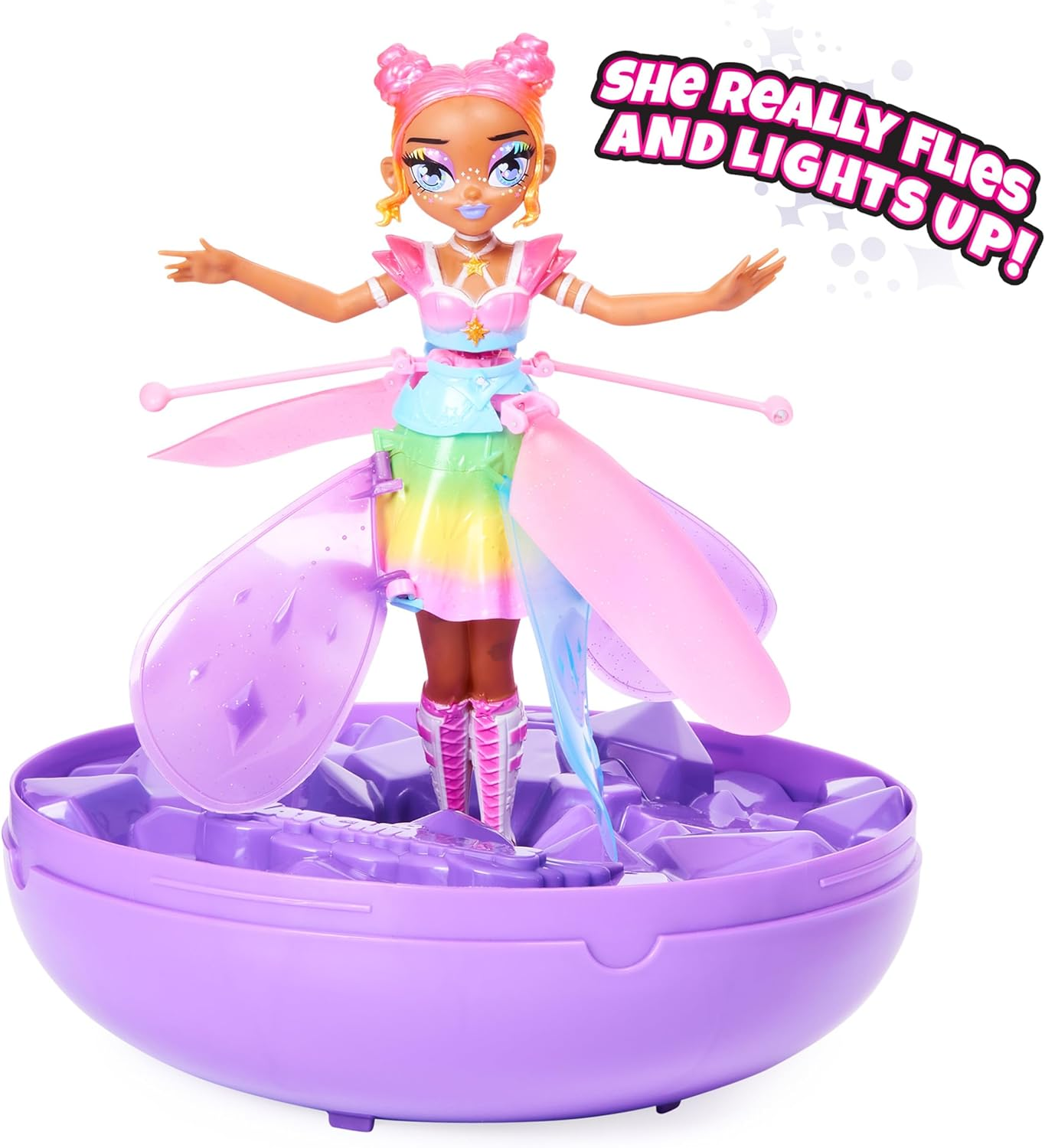 Hatchimals Pixies, Crystal Flyers Rainbow Glitter Idol Magical Flying Toy Doll with Lights, Kids Toys for Girls Ages 6 and Up image number 6