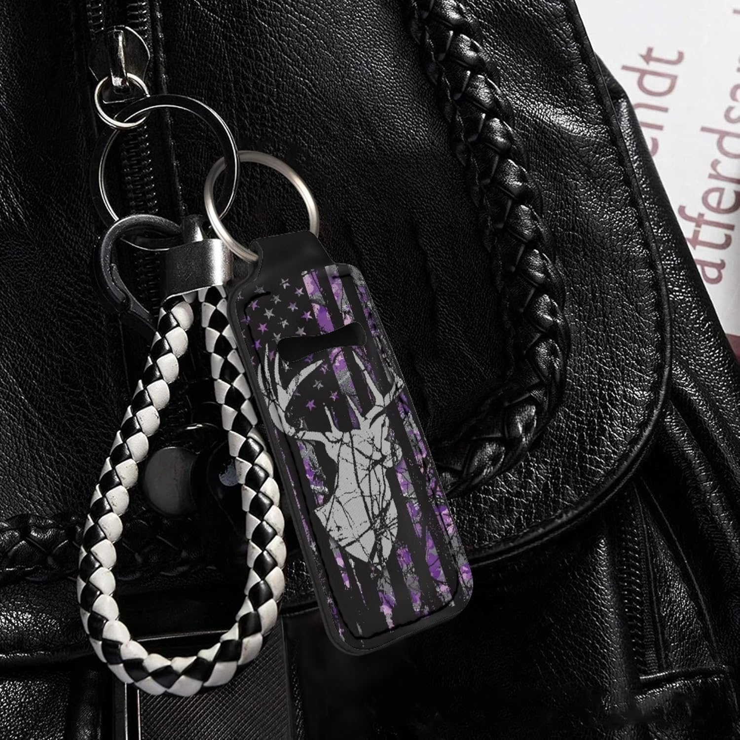 Gearider Fashion Women Lipstick Balm Holder with Metal Key Ring Lightweight Durable Fit for Travel - Boho Floral Hummingbird Design image number 2