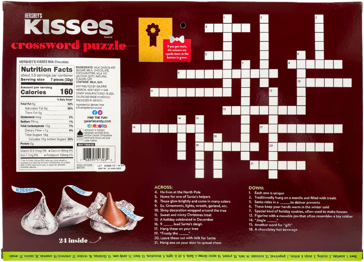 Hershey Milk Chocolate Kisses Candy Filled 2024 Christmas Advent Calendar image number 4