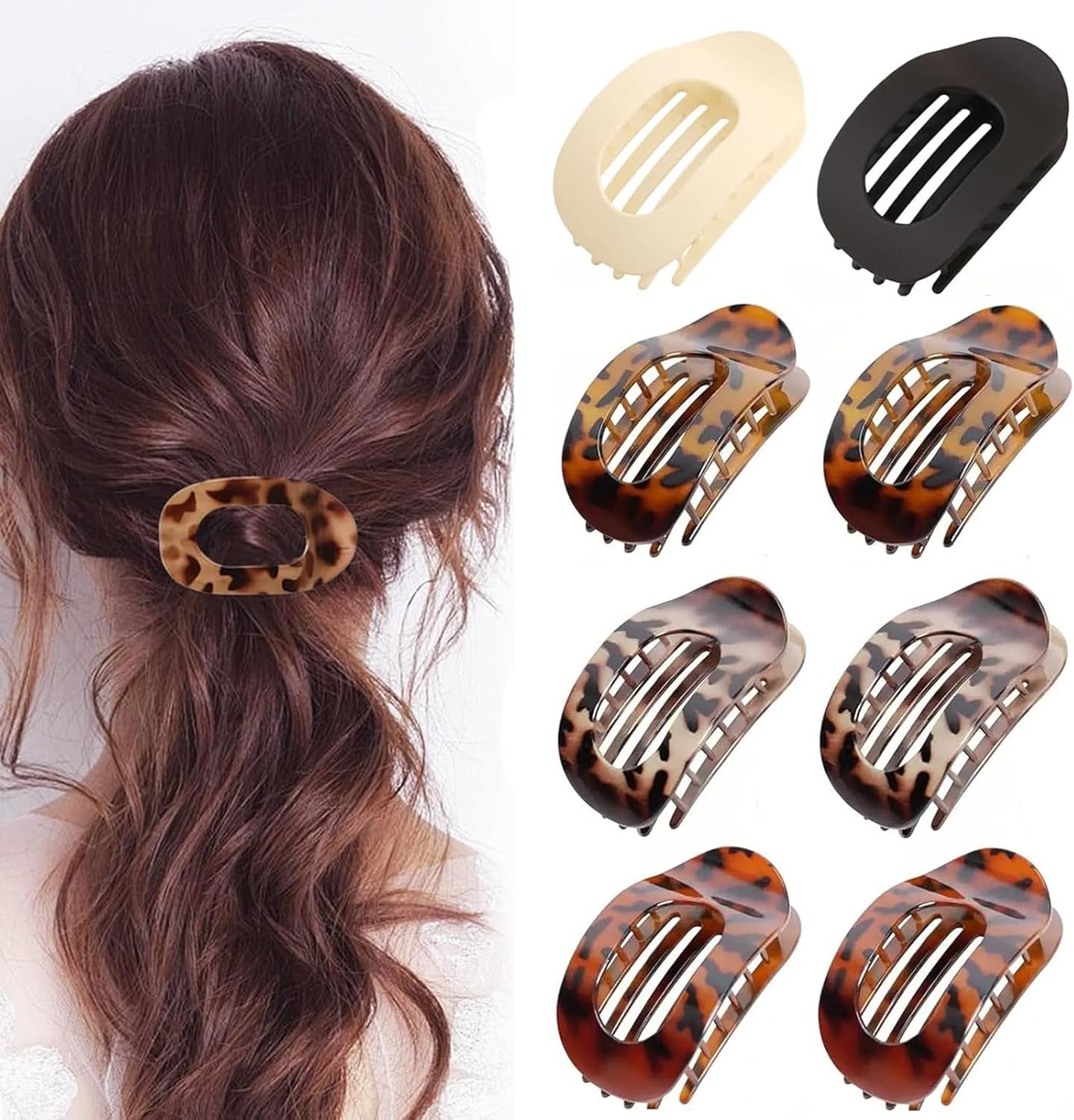 8 PCS Flat Hair Clips French round Lay down Hair Claw Clips for Women Girls Strong Hold Hair Barrettes for Thick Thin Hair Comfortable Curved Flat Clips for Lying Driving and More image number 3