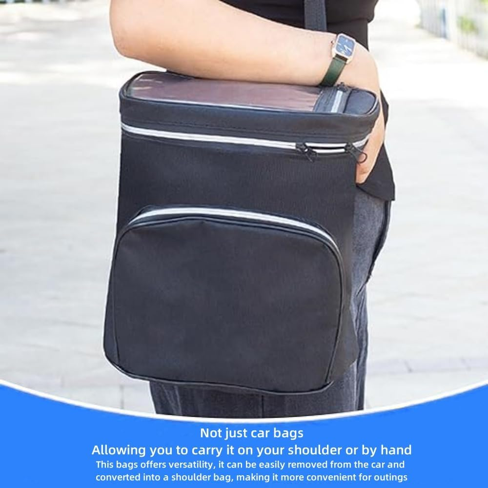 Handlebar Bag,Waterproof Bike Frame Bag,Bike Front Insulated/Cooler Bag,Bicycle Phone Holder Bag with Transparent Pouch for Phone,Bike Pouch Accessories for Outdoor Cycling Hiking Travel (Black) - White image number 4