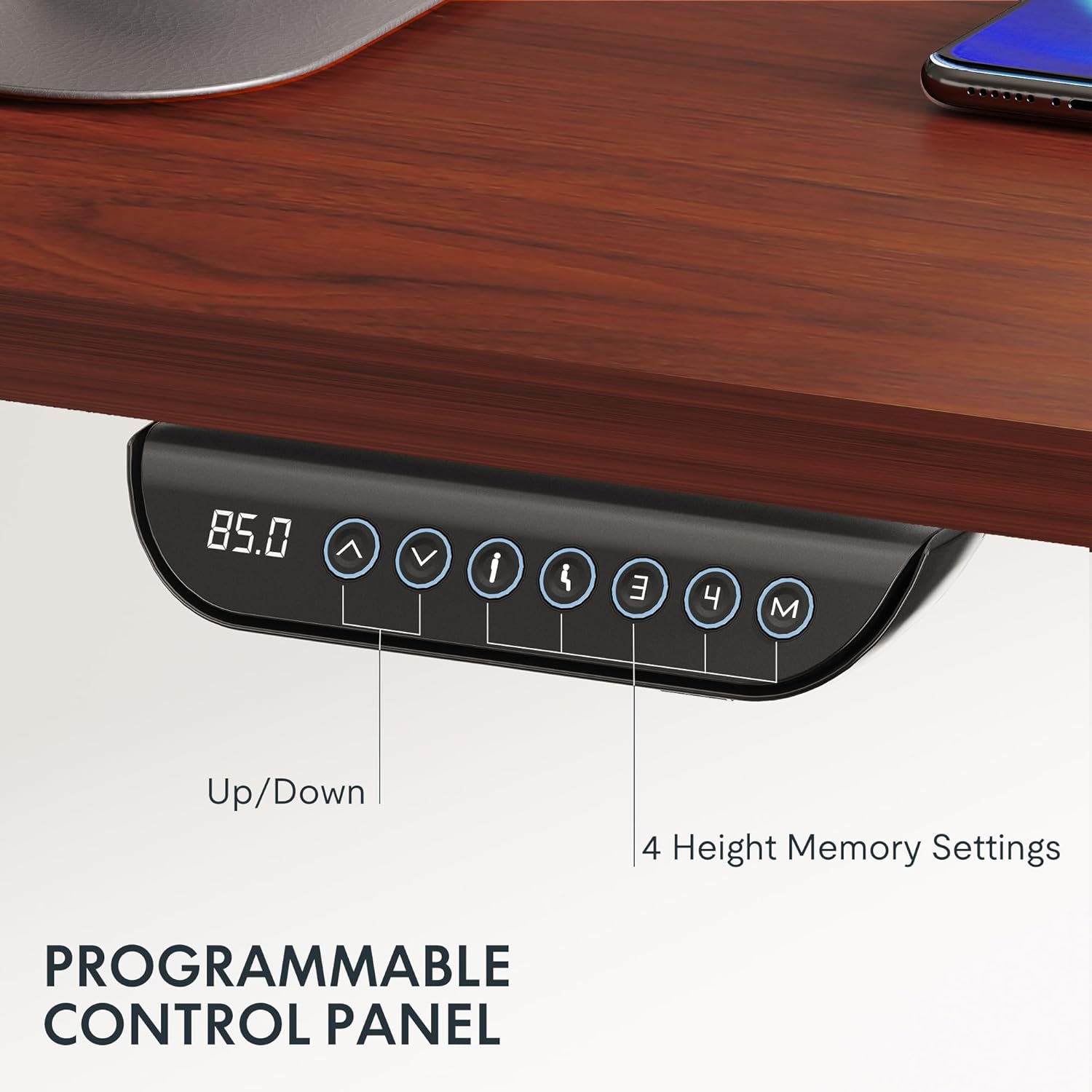 FLEXISPOT E6 Dual Motor 3 Stages Standing Desk 120X60 Cm Whole-Piece Board Height Adjustable Desk Electric Stand up Desk Sit Stand Desk(Black Frame + Mahogany Desktop) image number 6