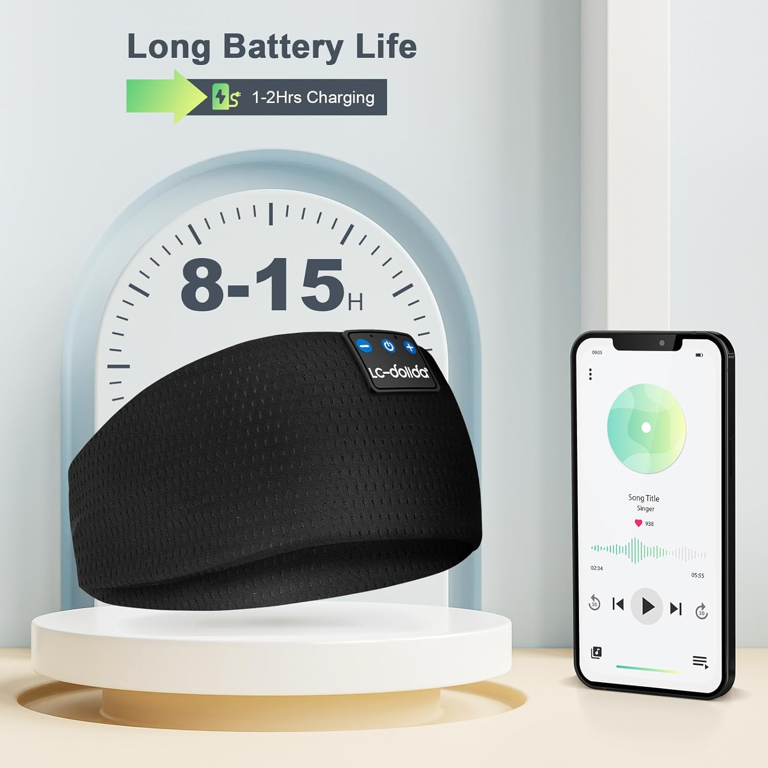 Lc-Dolida Sleep Mask with Bluetooth Headphones, Floral Sleep Headphones Bluetooth Headband for Sleeping Sports Sleep Mask for Side Sleeper, Best Gift and Travel Essentials image number 3