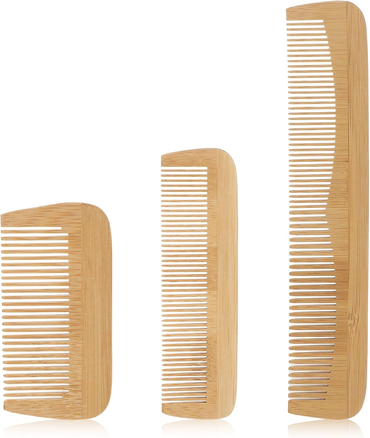 3 Pcs Bamboo Comb Set, Wooden Combs Fine Tooth Combs Anti-Static Wood Hair Combs for Women Men, Wood Comb for Straight, Curly, Wavy, Long Hair, Beard image number 5