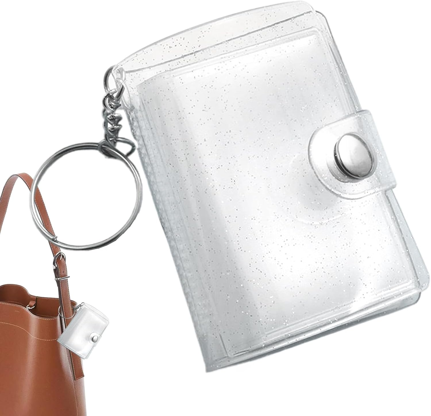 Keychain Album - 24 Pockets Mini Photo Binder Charm Transparent Back Binder Photo Storage | Cute Album Keychain for Adults Wallet, Backpack,Backpack,S