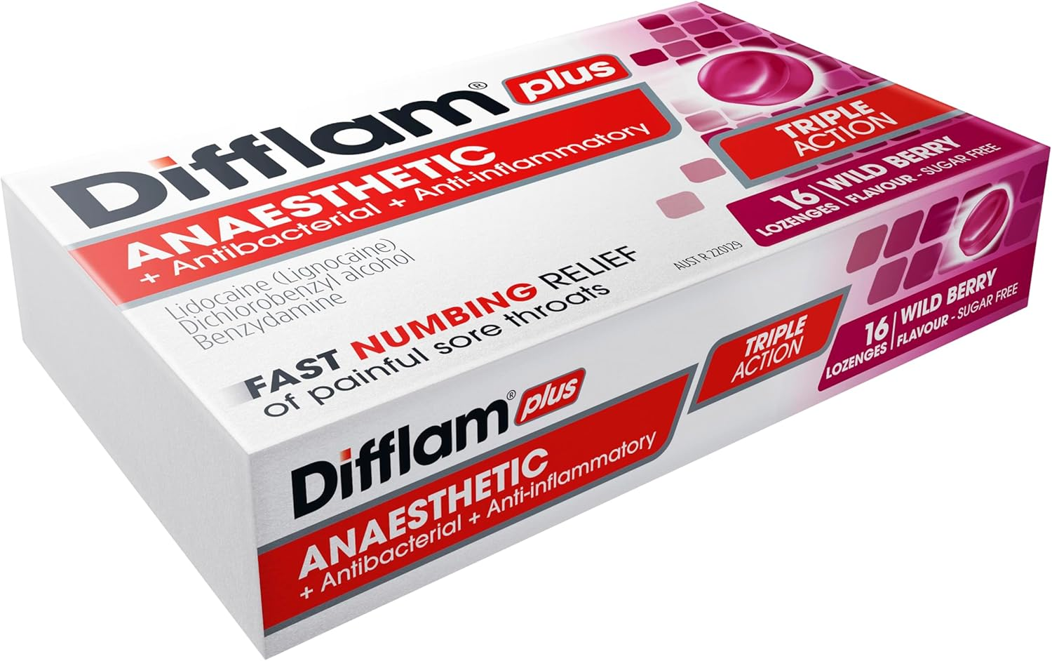 Difflam plus Anaesthetic Sore Throat Lozenges, Berry, 16 Count (Pack of 2) image number 4