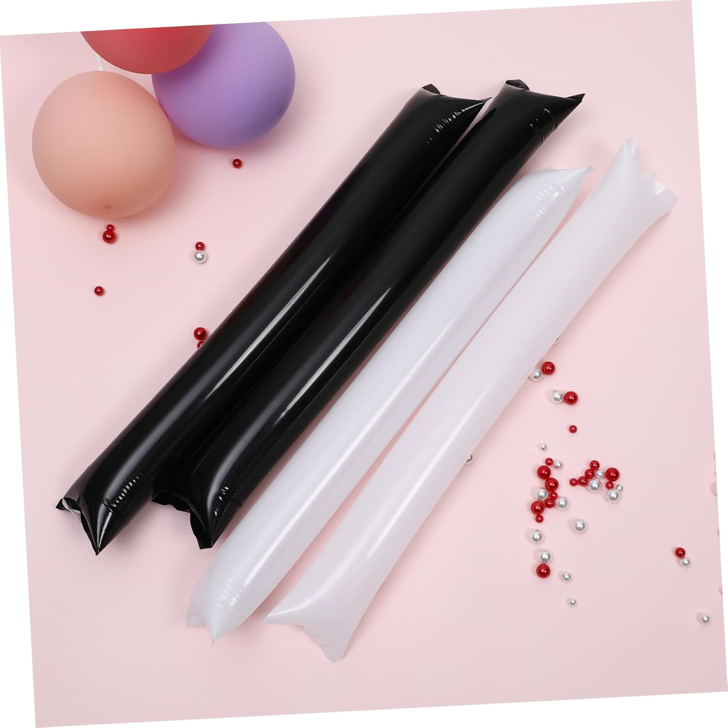 WOONEKY Inflatable Cheering Sticks and Noisemakers Thickened PVC Material Concert Party Sports Event Cheering Accessories 24Pcs White Black for Outdoor Fan Support image number 1