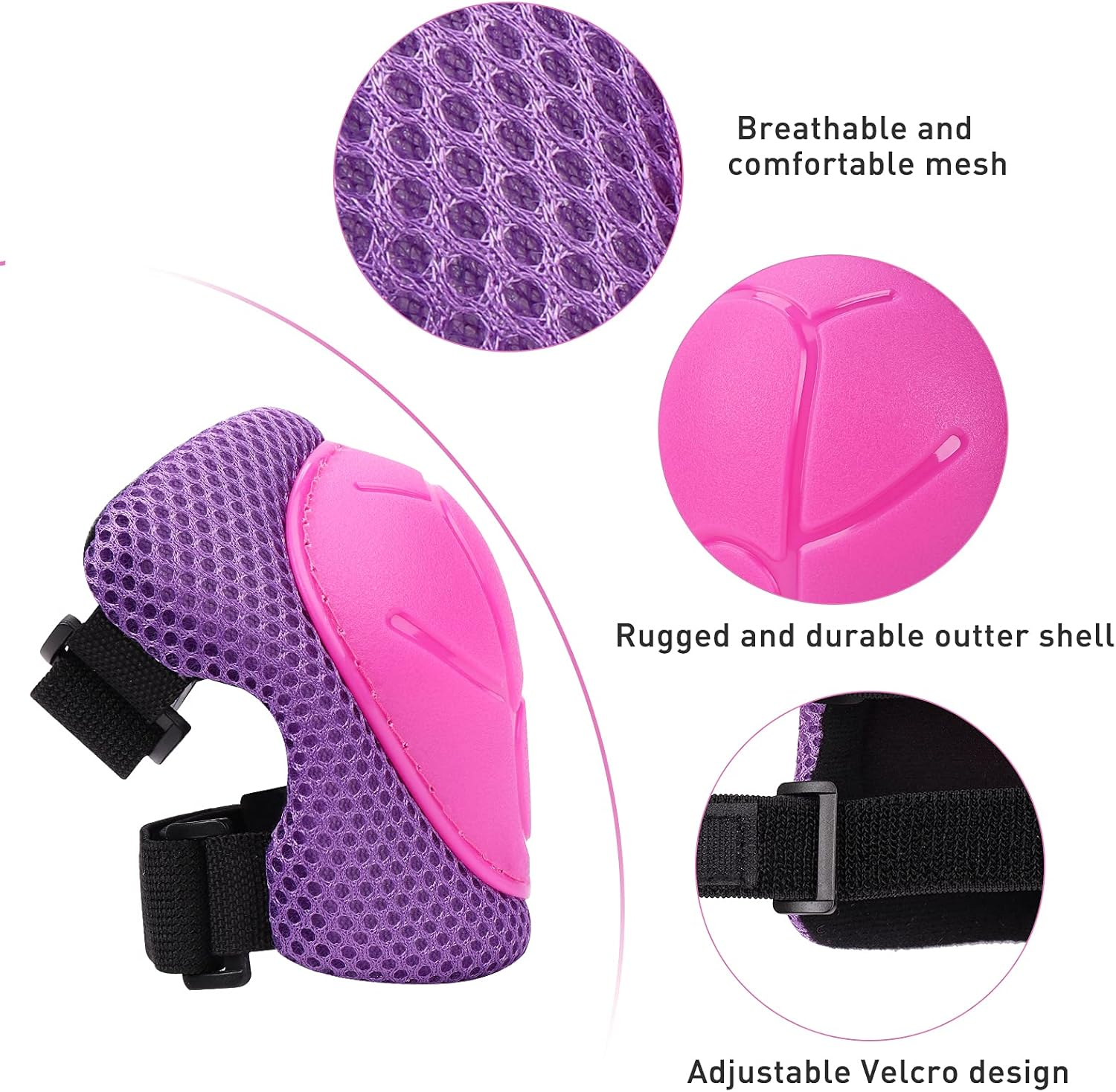 Knee Pads Elbow Pads Ages 3-6 Toddler & 5-8 Kids, 6 in 1 Protective Gear Safety Set with Wrist Guard for Cycling Skateboard Roller Skating Scooter Bike Ski Sports Boys Girls