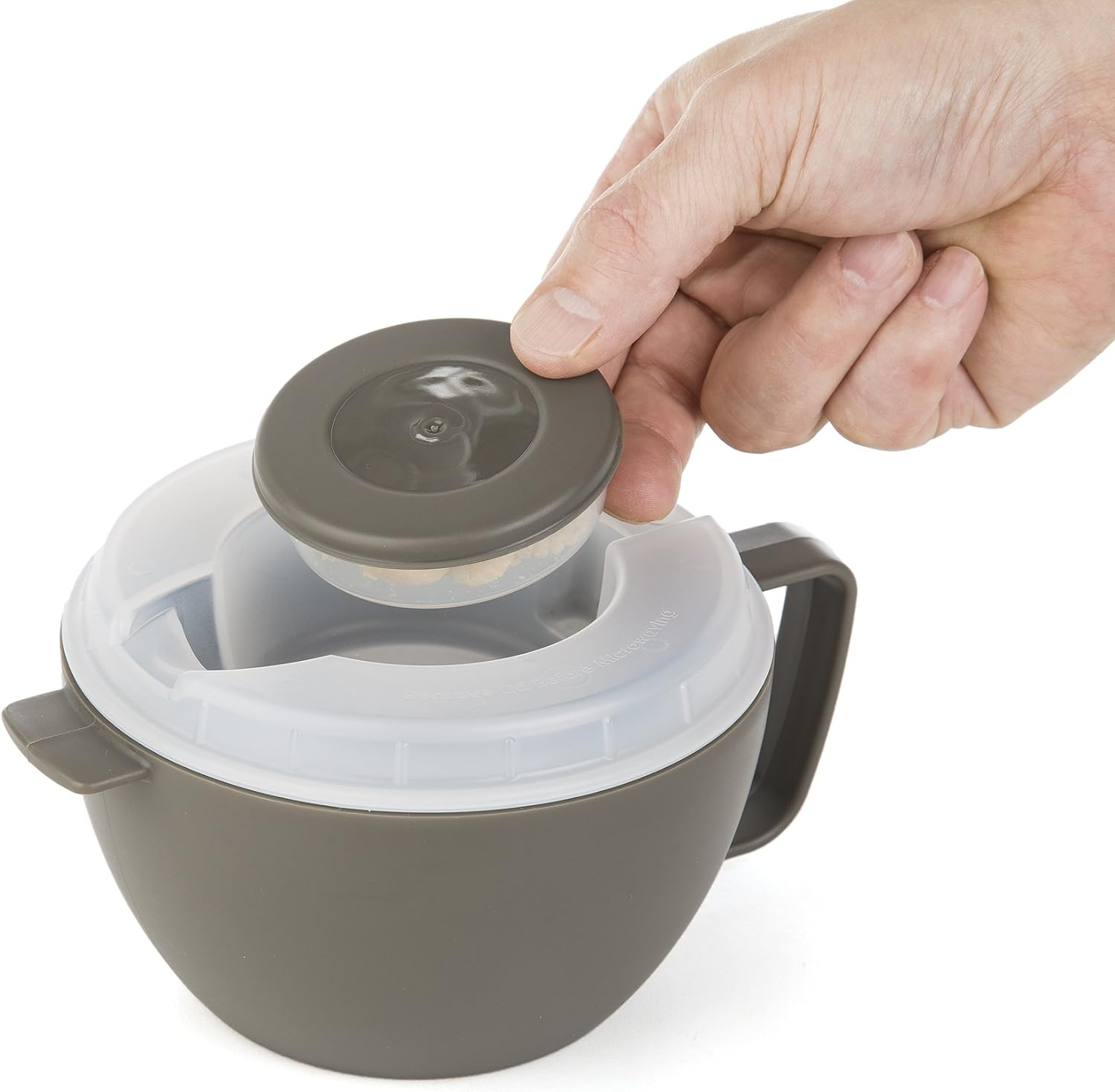 Prep Solutions by Progressive Microwave Soup On-The-Go, Gray - PS-91GY Leak-Proof, Cool-Touch Handle, Spoon Inlcuded