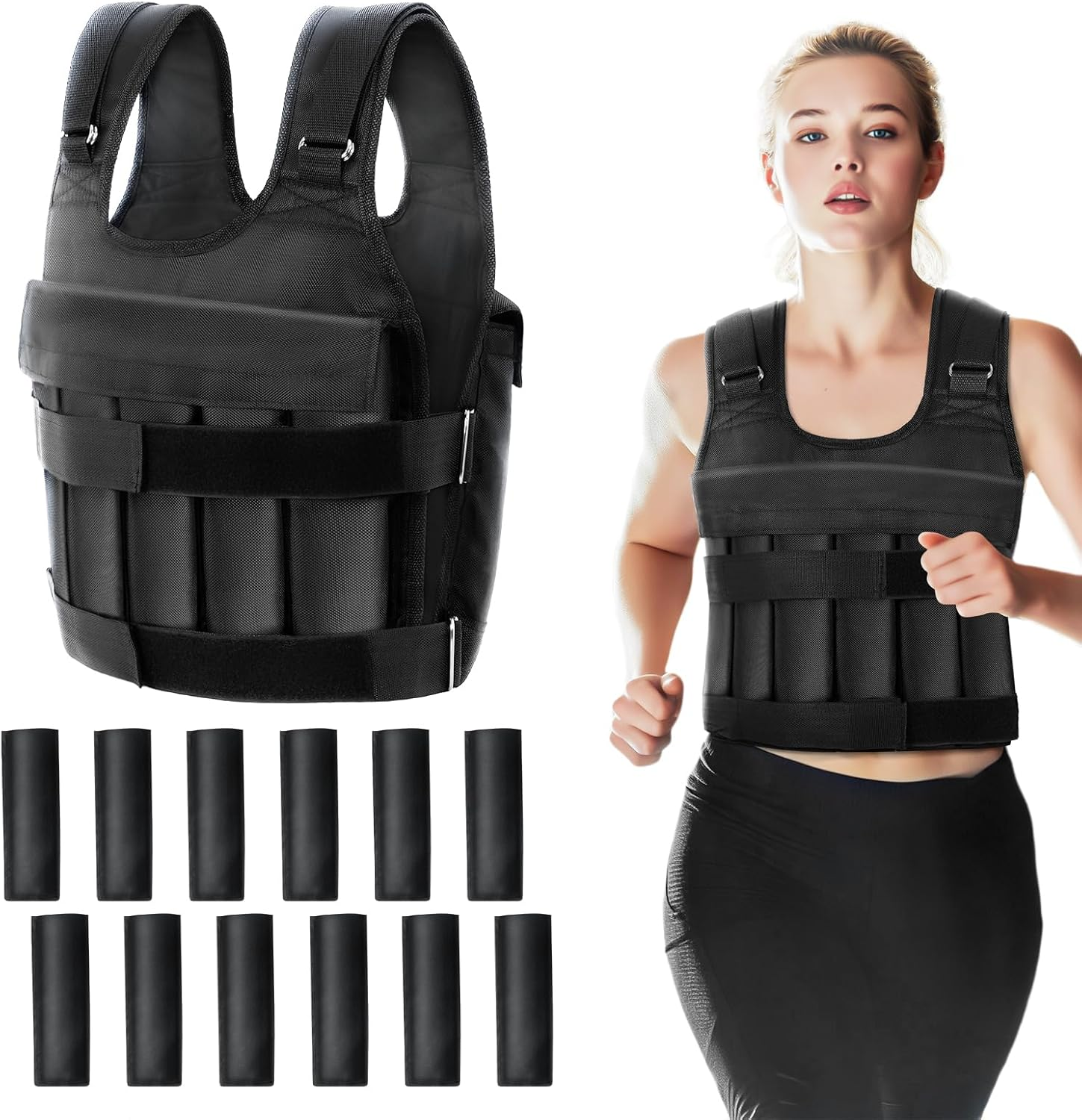 ATERCEL Weighted Vest for Men and Women, 4 to 12Lbs Adjustable Workout Vest for Strength Training, Running, Fitness, Muscle Building, Weight Loss, Weightlifting, Walking, Jogging, Home Exercise image number 4