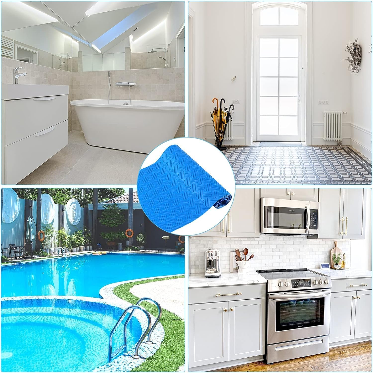 Swimming Pool Ladder Step Mat 16"X36" Non-Slip Protective Stability Swimming Pool Step Pad Waterproof Pool Mat anti Slip Protector Pad for above Ground Pools Liner and Stairs image number 3