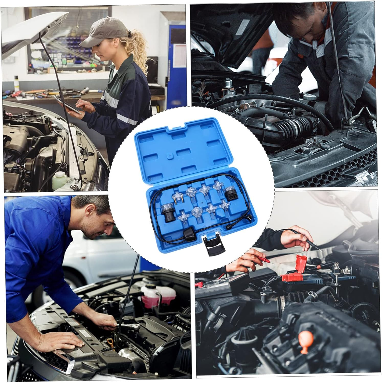 FUNOMOCYA 11Pcs Car Circuit Test Lights and Fuel Injector Tester Kit with Led Inspection Accessories for Automotive Electrical System Maintenance