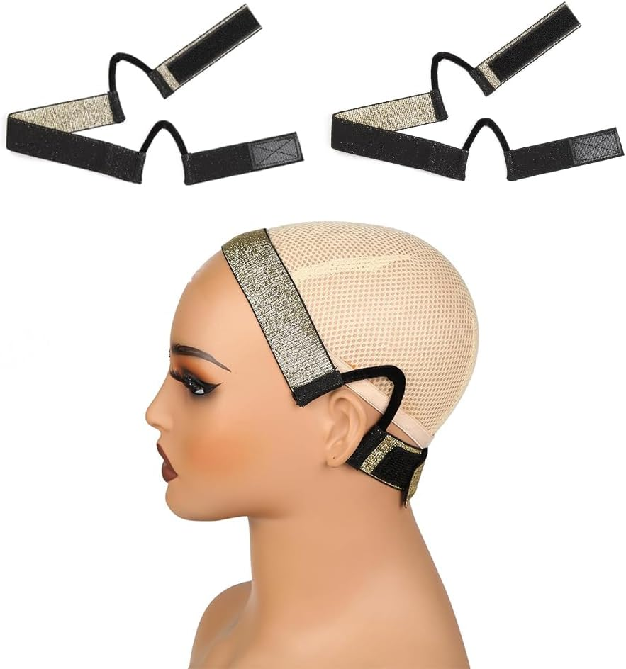 2Pcs Wig Band for Lace Front Ear Free Painless Lace Melting Elastic Band Headband for Women No Slip C Shaped Ear Curve (Black, Regualr(2Pcs))