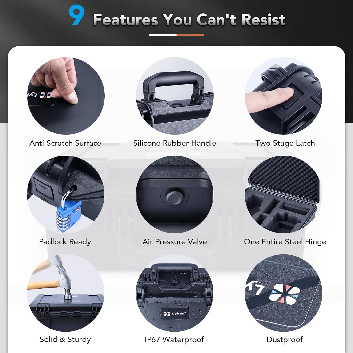 Lykus Titan M340 Waterproof Hard Case for DJI Mavic 3 Pro/Classic and RC Pro/Dji RC, Support RC Lanyard [CASE ONLY] image number 4