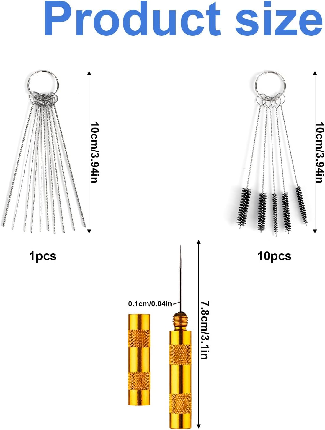 Carburetor Cleaning Kit, 5 Thicknesses Single-Head Brushes 10 Cleaning Needles with Scraper for Motorcycle ATV Welder Chainsaw Carburetor Jets Small Engine Maintenance