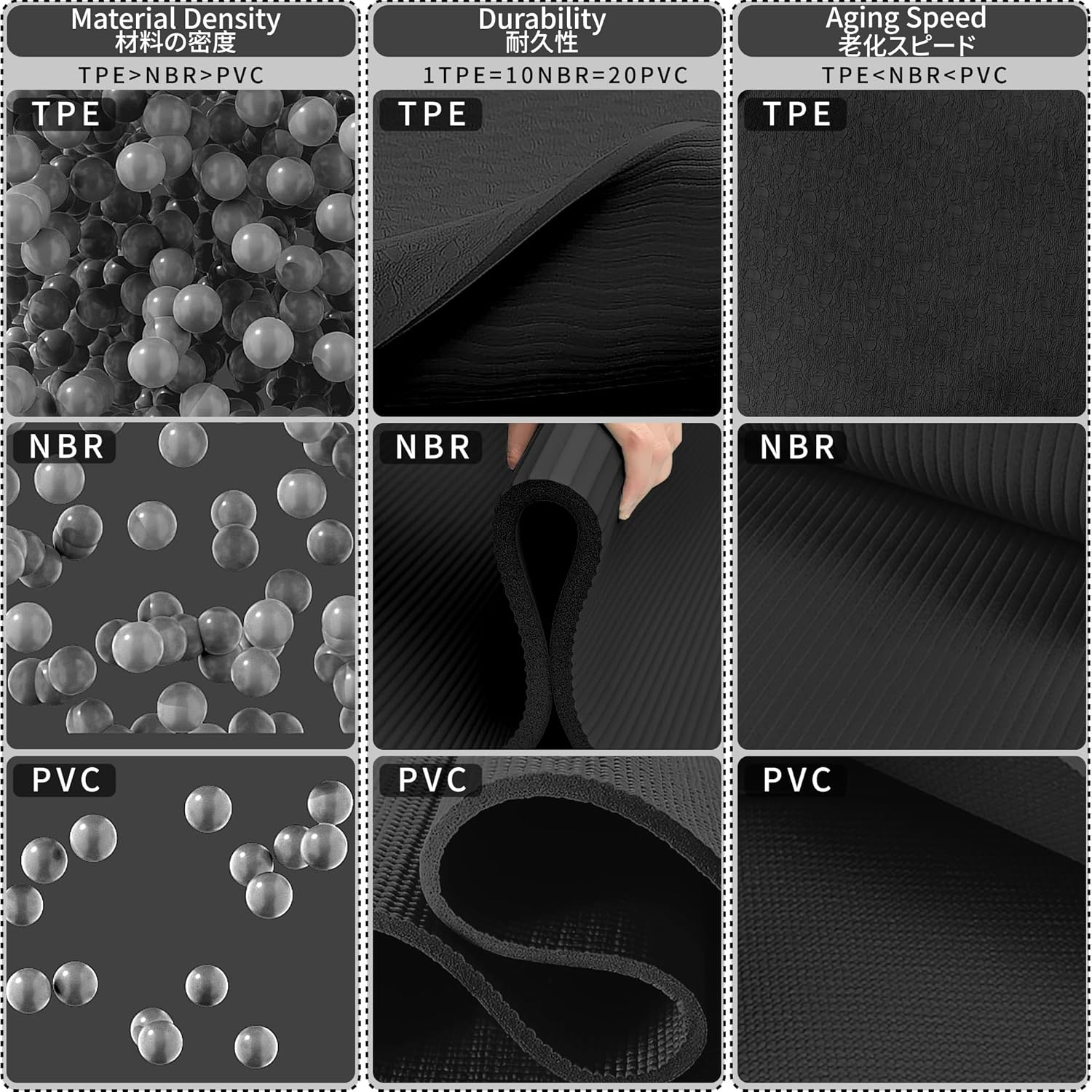 Yoga Mat Non Slip 1/4" TPE Folding Yoga Mat,Readaeer 72"X24" Exercise Yoga Mat- Training Mat Fitness Mat for Women, Men & Children - Beige image number 4