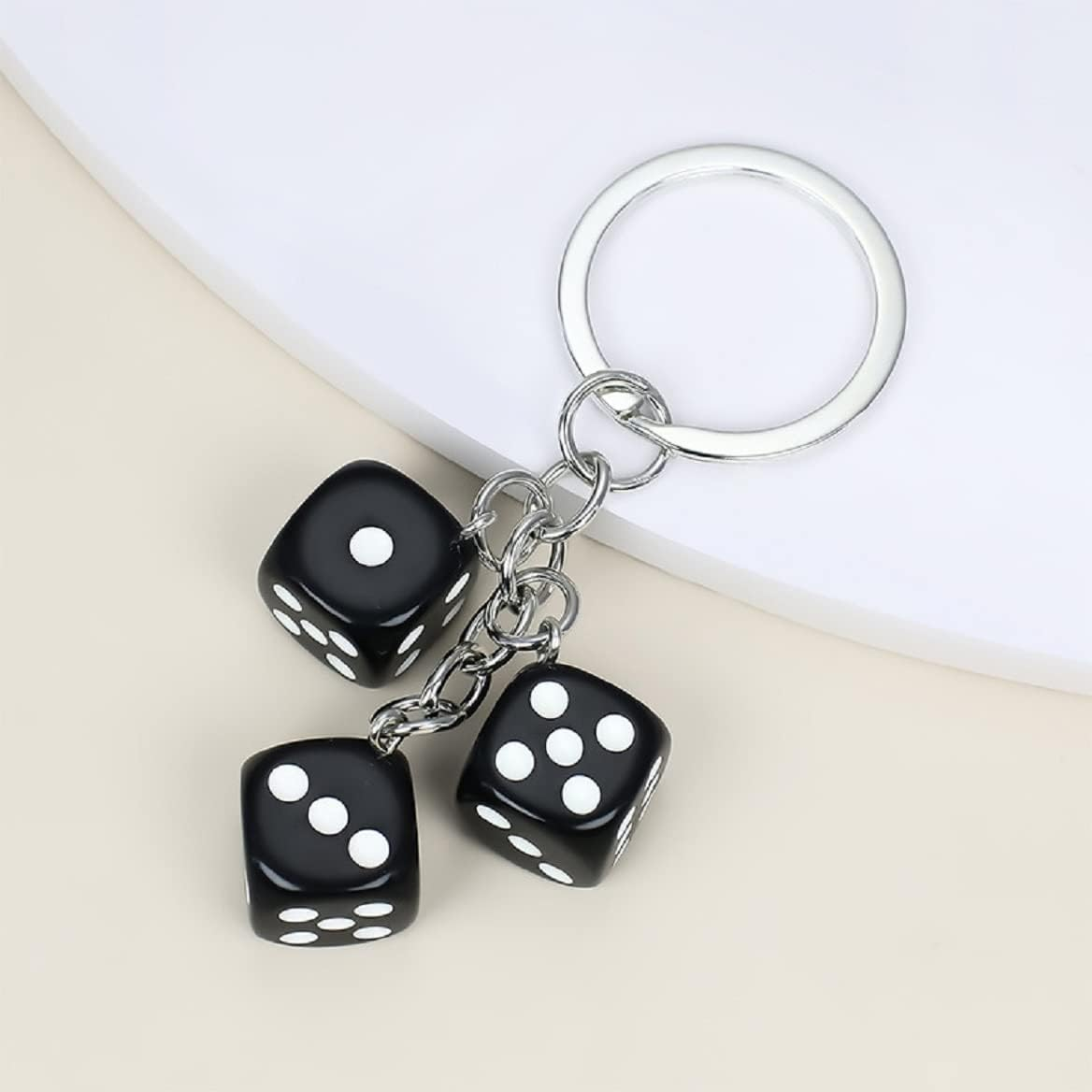 Dice Keychain for Women and Girls - Funny Key Ring, Cute Amulet Keyring, Black Punk Accessories Gift image number 3