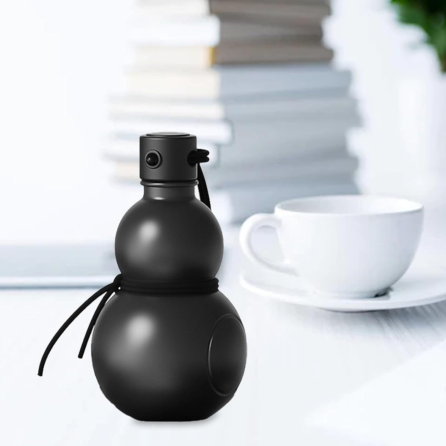 Gourd Water Bottle, PCTG Outdoor Water Bottle, Gourd Sports Travel Water Bottle Set, Multifunctional Gourd Drinking Cup Jug for Indoor Decoration, Office, Outdoor (Black) image number 1