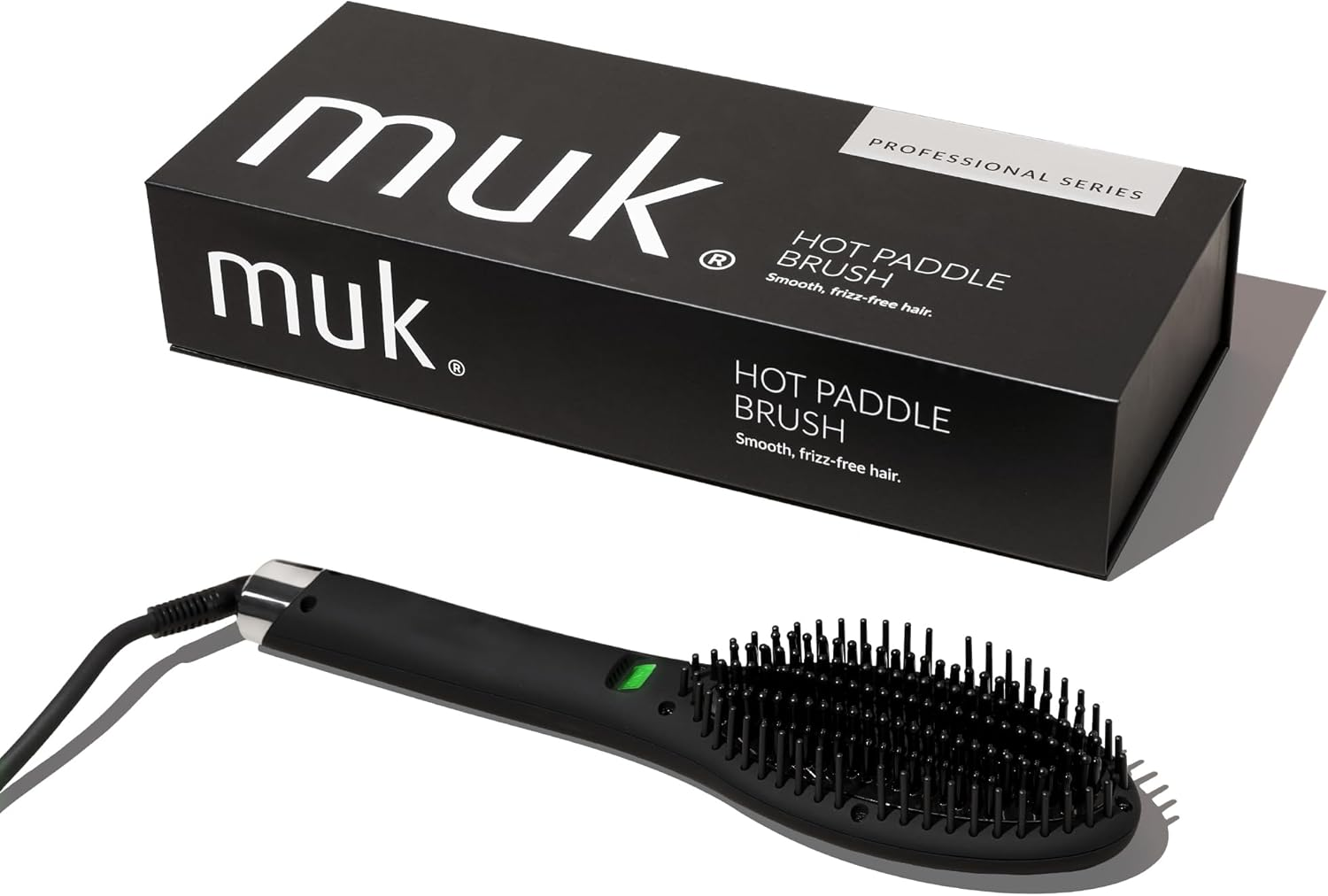 MUK. Hot Paddle Brush Professional Series - Hot Hair Brush Ceramic Tourmaline Coated Bristles for Frizz Free Styling. 5 Temperature Settings with LED Display, Professional Hair Straightener Brush
