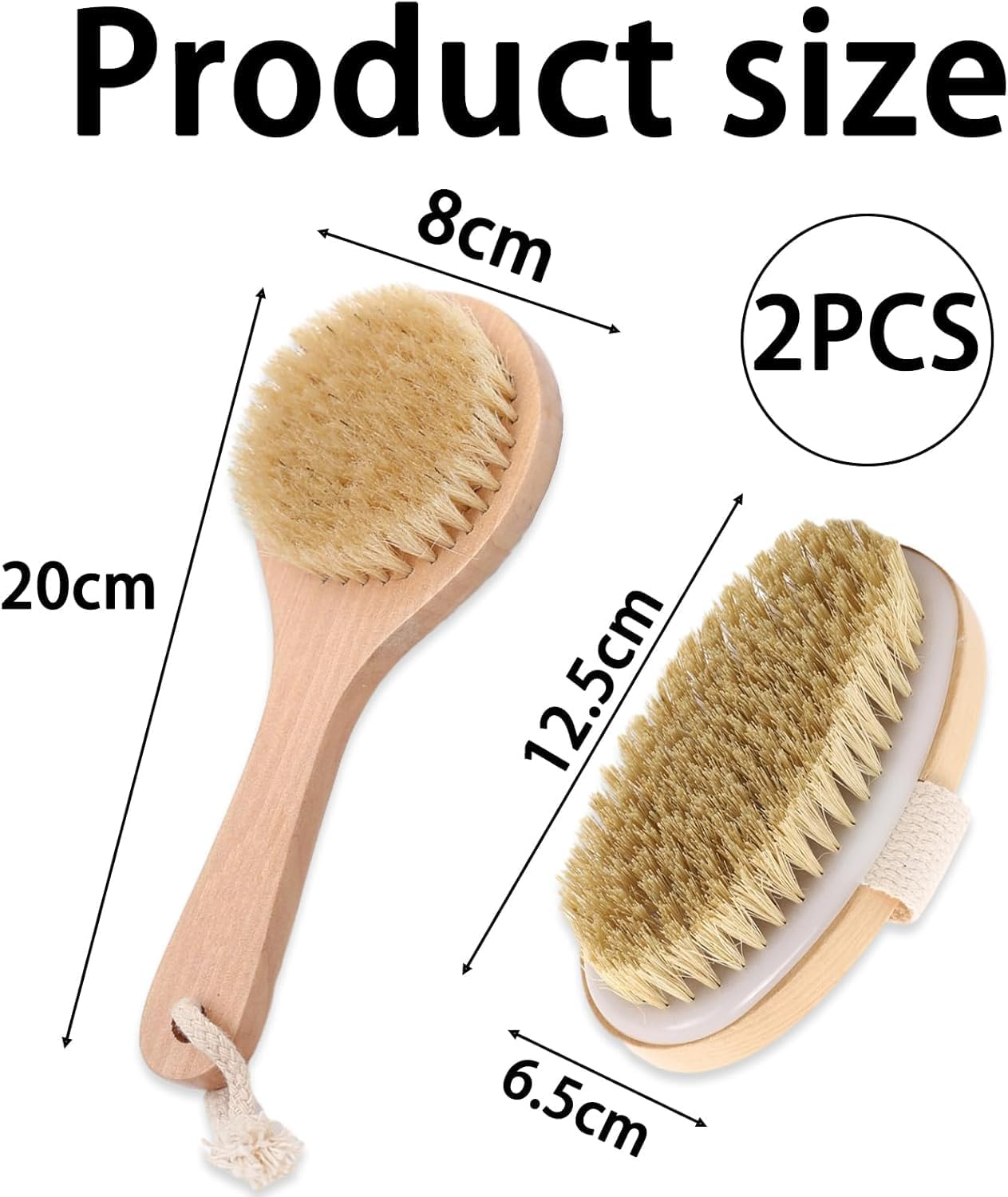 2Pcs Back Brush, Dry Brush, Body Brush, Soft Natural Bristle, for Exfoliating, Lymphatic Drainage, Stimulating Blood Circulation, Accelerating Metabolism, Enhancing Skin Health, for Men, Women image number 1