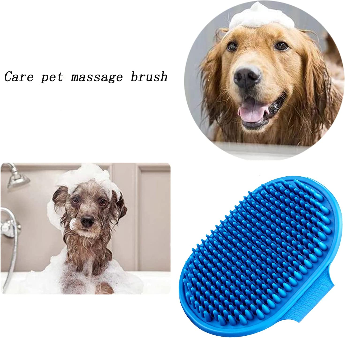 2 Pack Dog Brush & Cat Brush,With Adjustable Ring Handle Slicker Dog Grooming Brush Suitable for Long Short Haired Pet Rubber Comb - 2Ps Blue image number 3