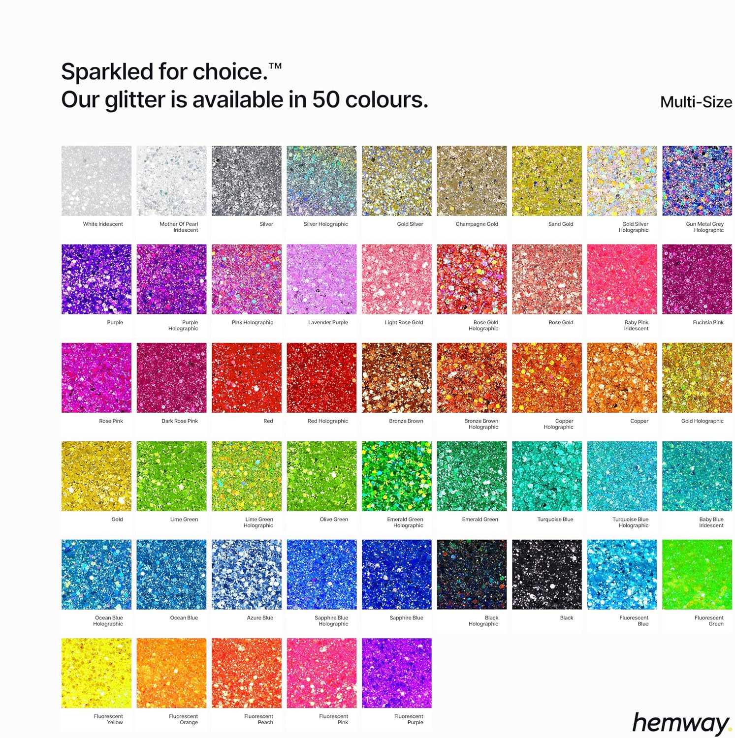 Hemway Black Holographic 5 Size Glitter Mix 120G/4.2Oz Fine Chunky Metallic Resin Craft Multi-Size Glitter Flake Sequin Shaker for Epoxy, Hair Face Body Eye Nail Art Festival, DIY Party Decorations - Black Holographic image number 3