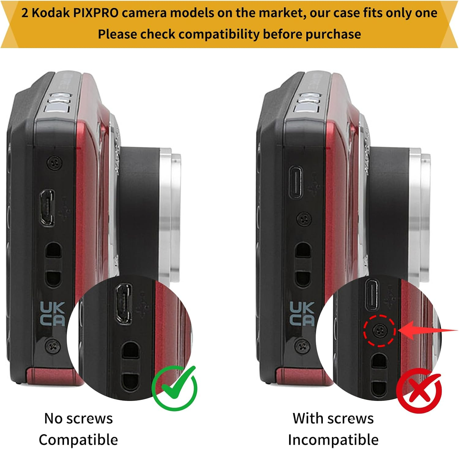 Rieibi Silicone Case for Kodak PIXPRO FZ55 Case, Accessories for Kodak PIXPRO FZ55 Camera Case with 2 Pcs Screen Protectors, Detachable Lens Cover for PIXPRO FZ55 Camera，Black - Black image number 6