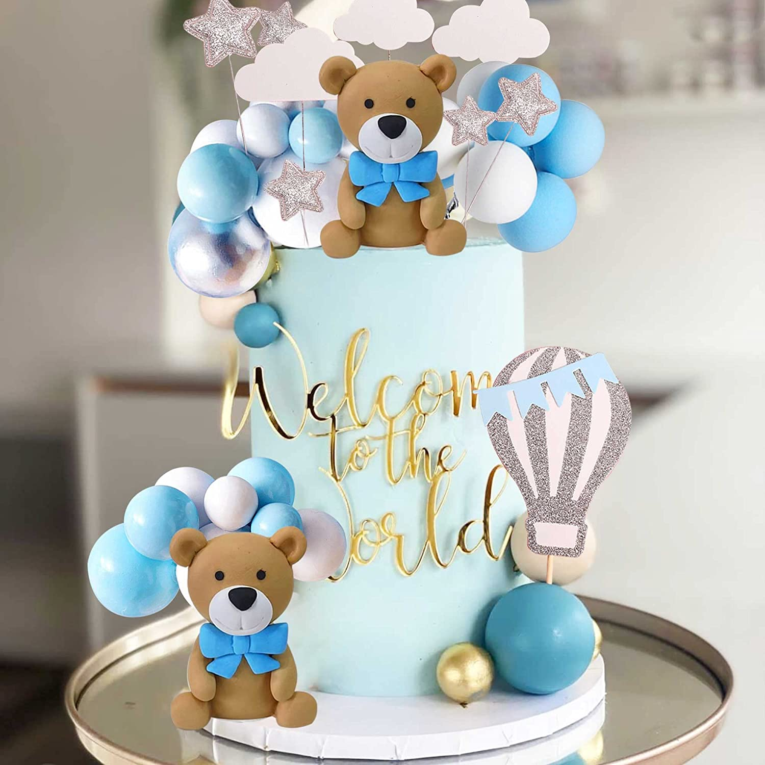 Jevenis Teddy Bear Cake Decoration for Baby Shower and Birthday Party Supplies image number 4