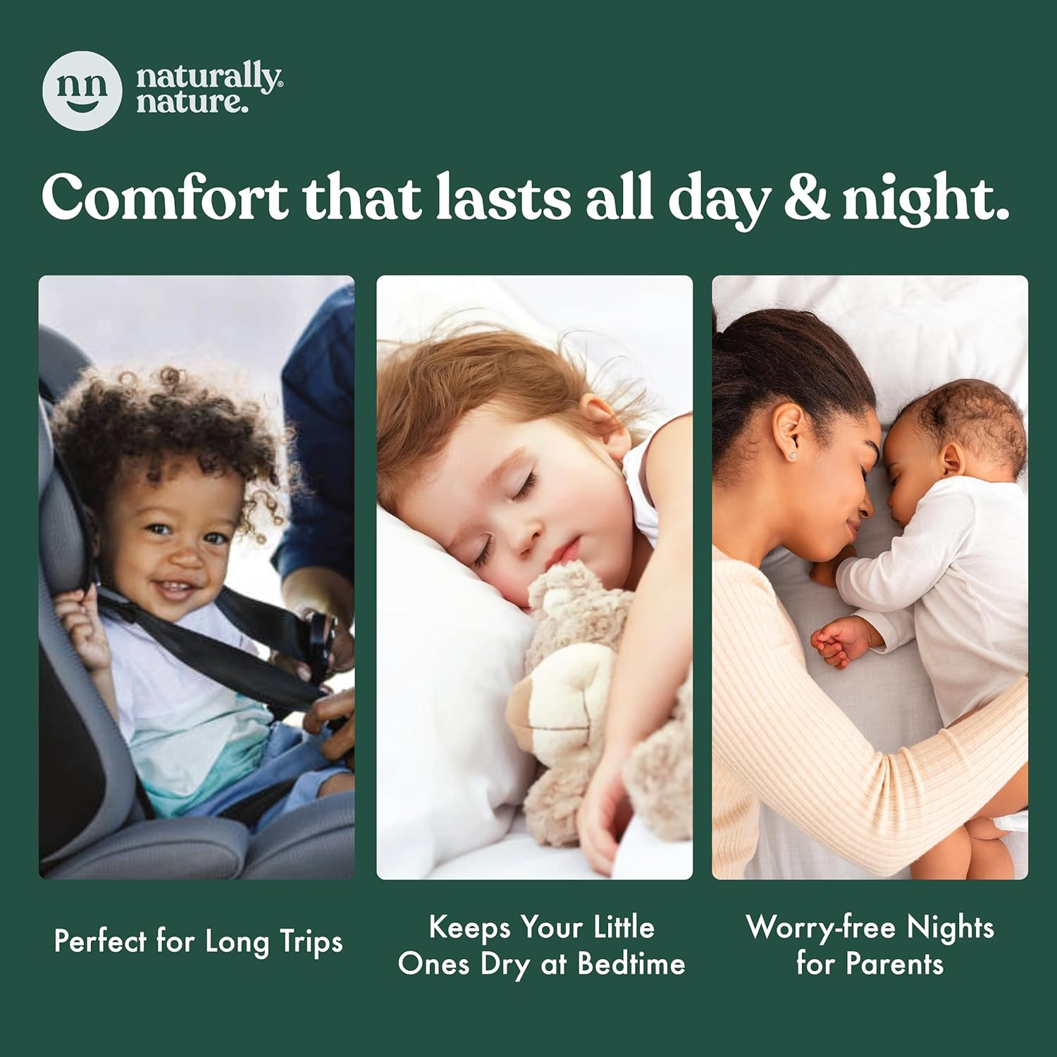 Naturally Nature Overnight Leak-Protection Diaper Booster Pads, for Heavy Wetters, Diaper Liners for Baby Overnight Diapers - Size N-3 Girls, 32-Pack image number 2